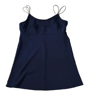 Sun Streak By Newport News Vintage Navy Tankini Top Size 14